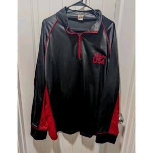 Team USA United States Olympics Black Red Light Weight Quarter Zip Jacket XXXL